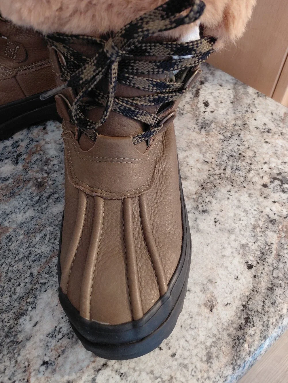 Sperry Olive Green Maritime Faux-Fur Leather Thinsulate Winter Lace-Up Boots